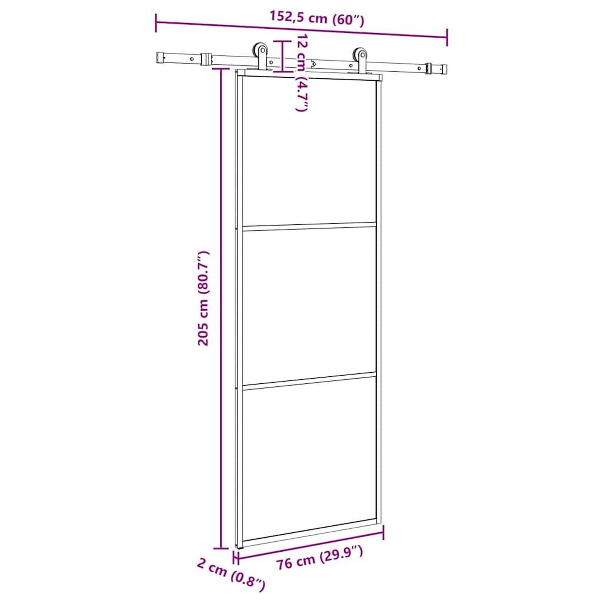Voir la diapositive 6 : VIDAXL Porte coulissante avec kit de quincaillerie 76x205 cm Verre ESG