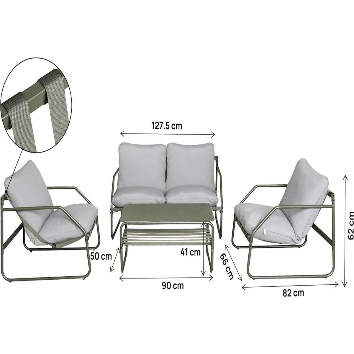 Habitat et Jardin Salon de jardin en métal avec coussins  Sora  - 4 places - Vert