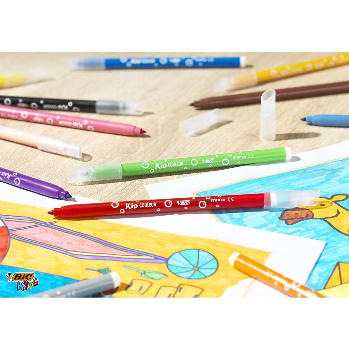 BIC Etui de 24 feutres de coloriage pointe moyenne KID COULEUR 