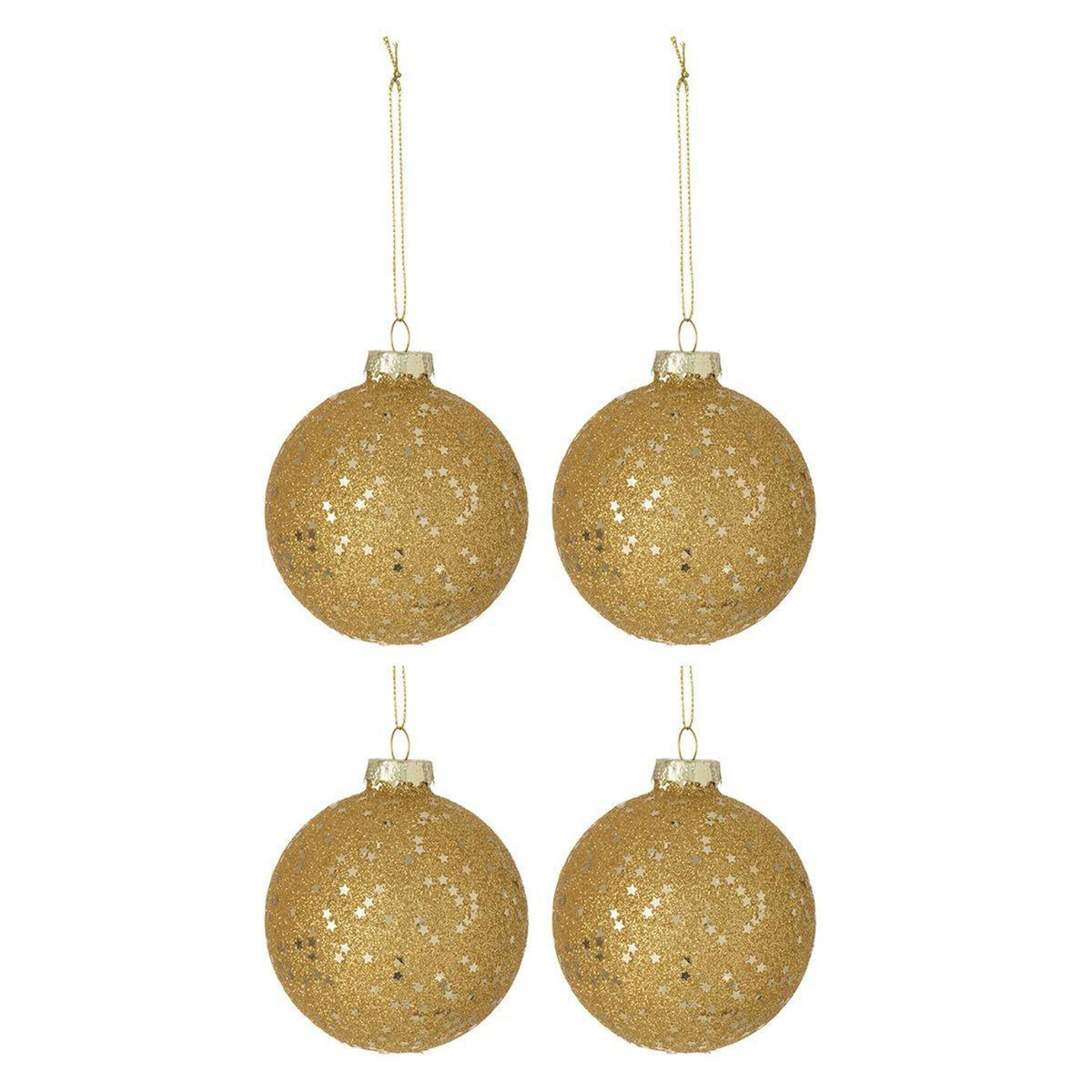 Paris Prix Lot de 4 Boules de Noël  Étoiles  10cm Or