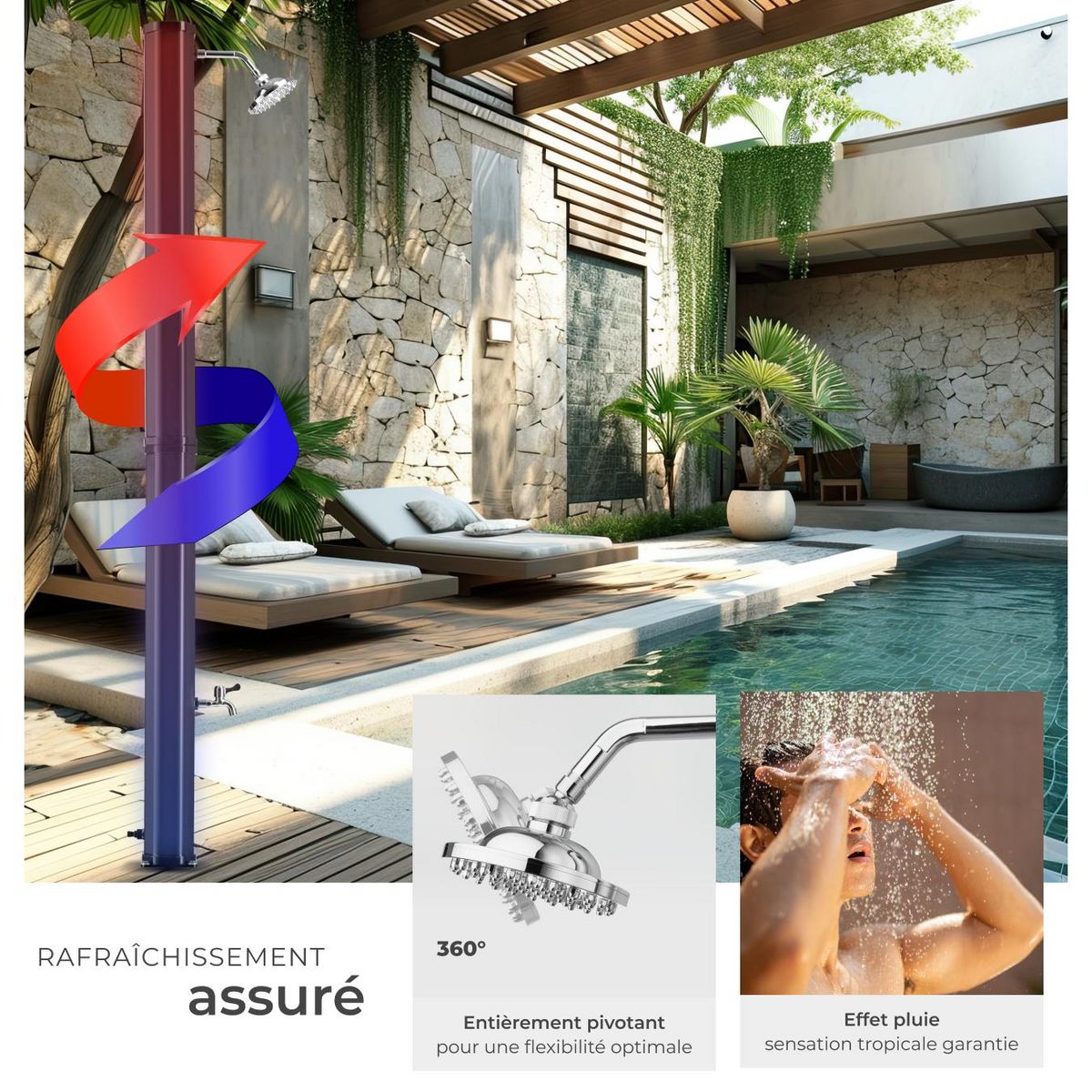 tectake Douche solaire 35 litres noir