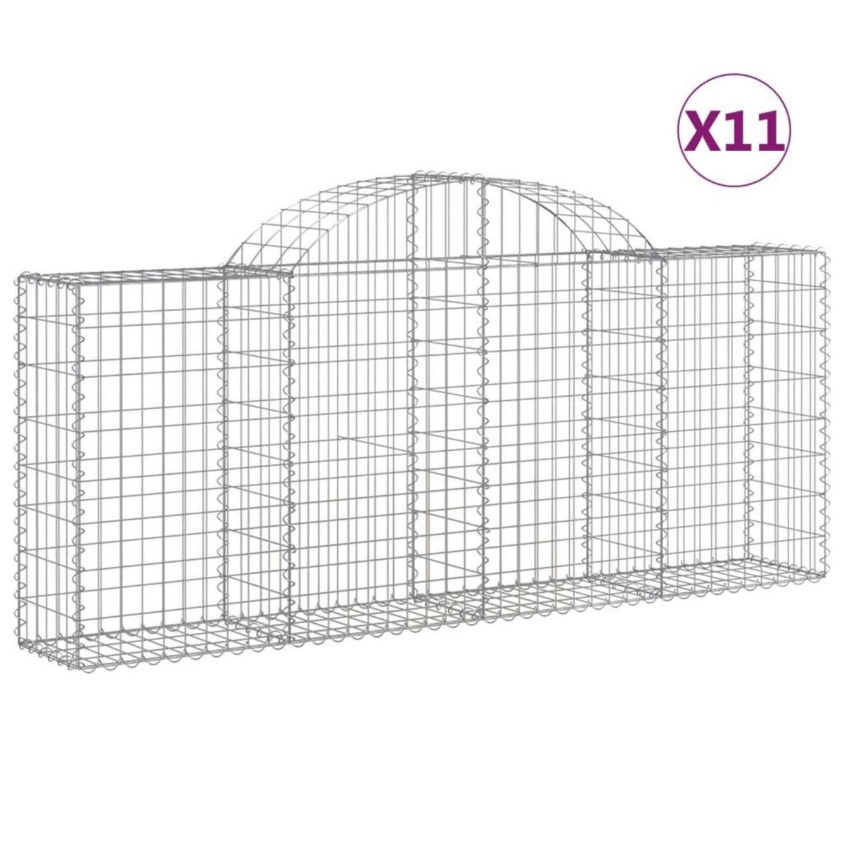 VIDAXL Paniers a gabions arques 11 pcs 200x30x80/100 cm Fer galvanise