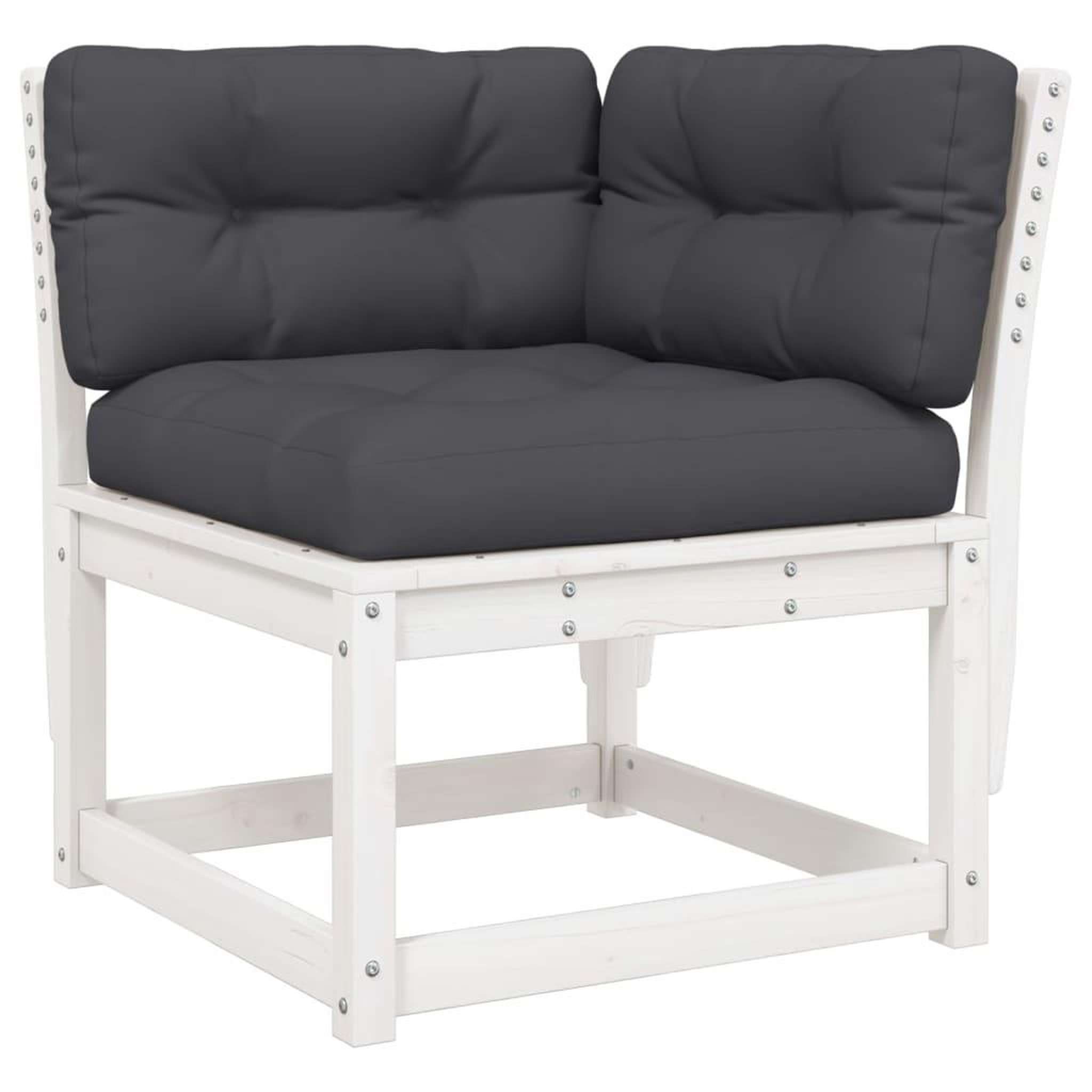 Voir la diapositive 3 : VIDAXL Salon de jardin 7 pcs avec coussins blanc bois de pin massif