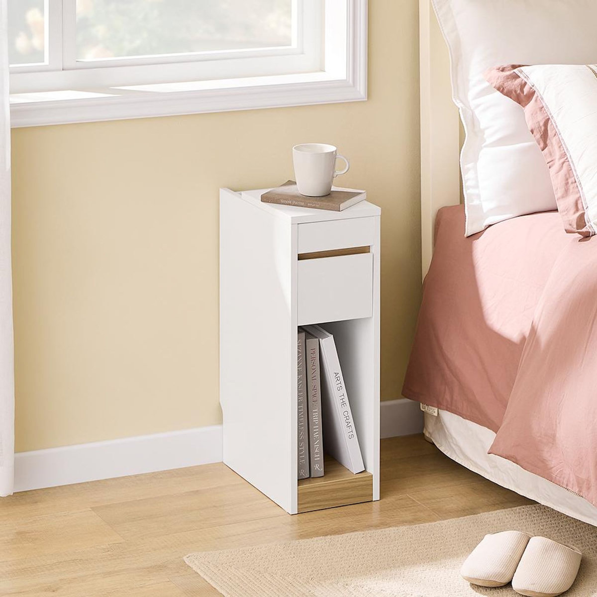 SOBUY SoBuy - Table De Chevet à un tiroir - Blanc - 35x20x60cm - Minimaliste - FBT163-NW