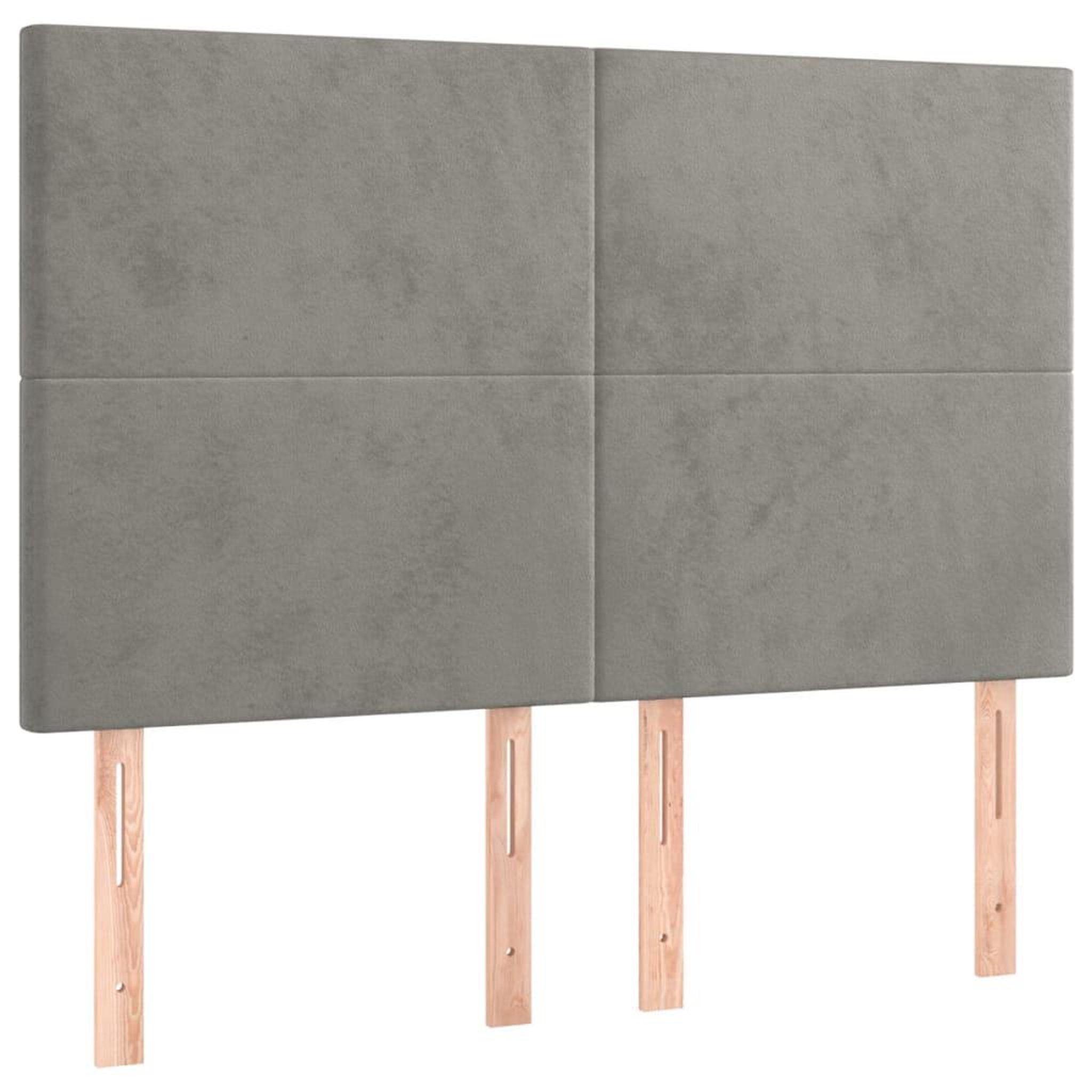 Voir la diapositive 2 : VIDAXL Tetes de lit 4 pcs Gris clair 72x5x78/88 cm Velours