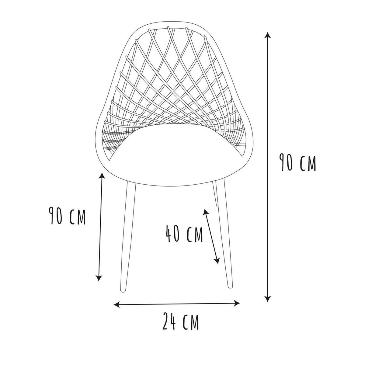 TOILINUX Lot de 4 chaises d'extérieur Malaga en polypropylène
