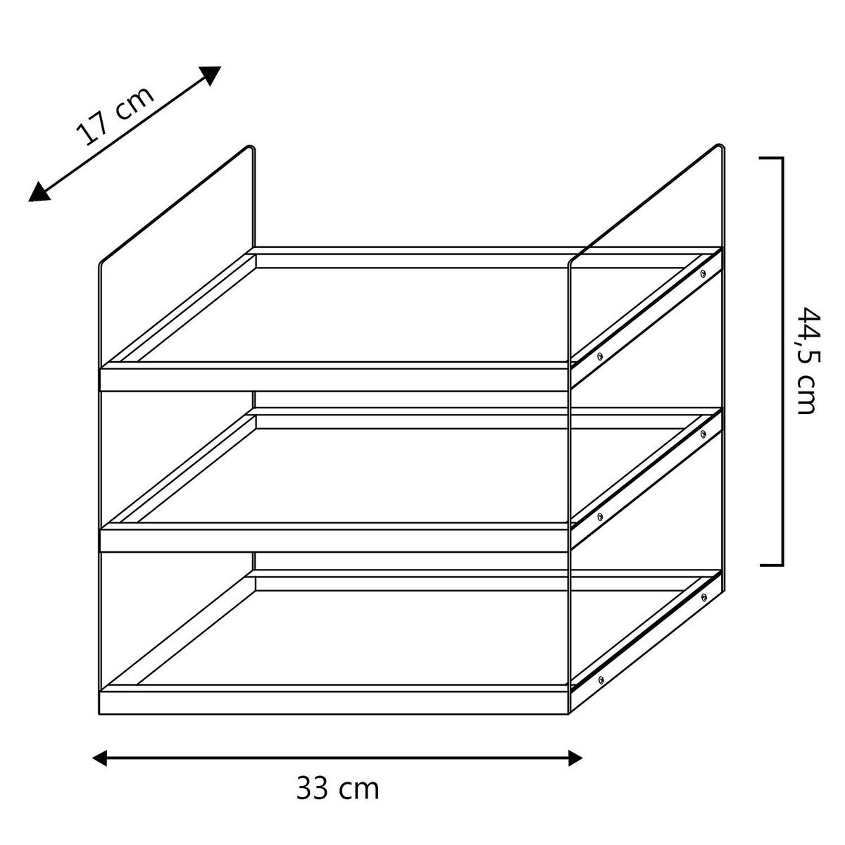 VS VENTA-STOCK Étagère Ero à 3 niveaux, bois de paulownia