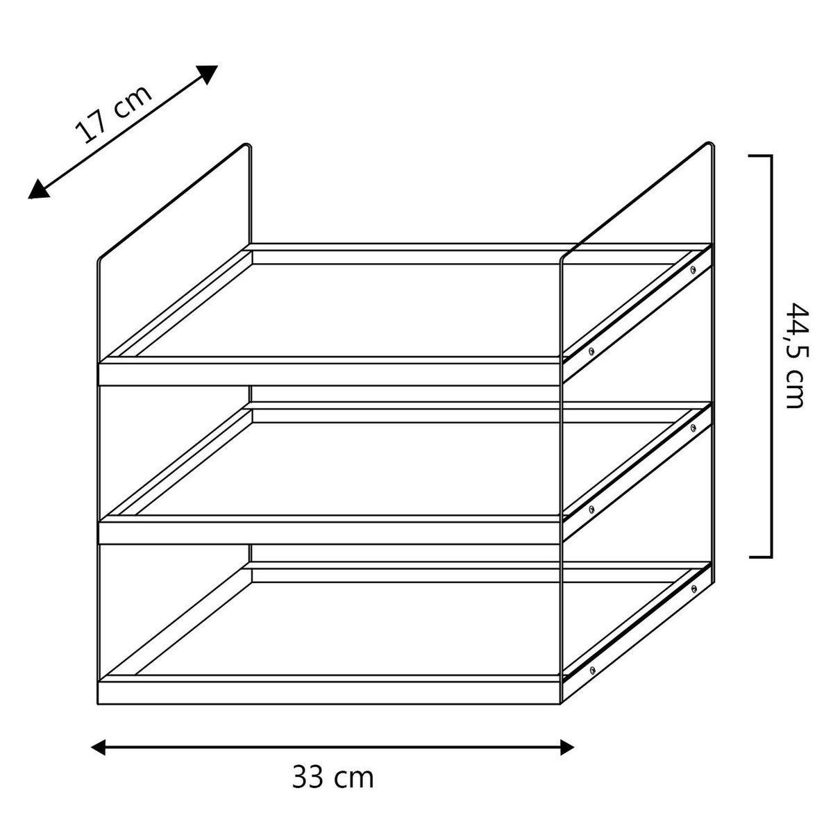 VS VENTA-STOCK Étagère Ero à 3 niveaux, bois de paulownia