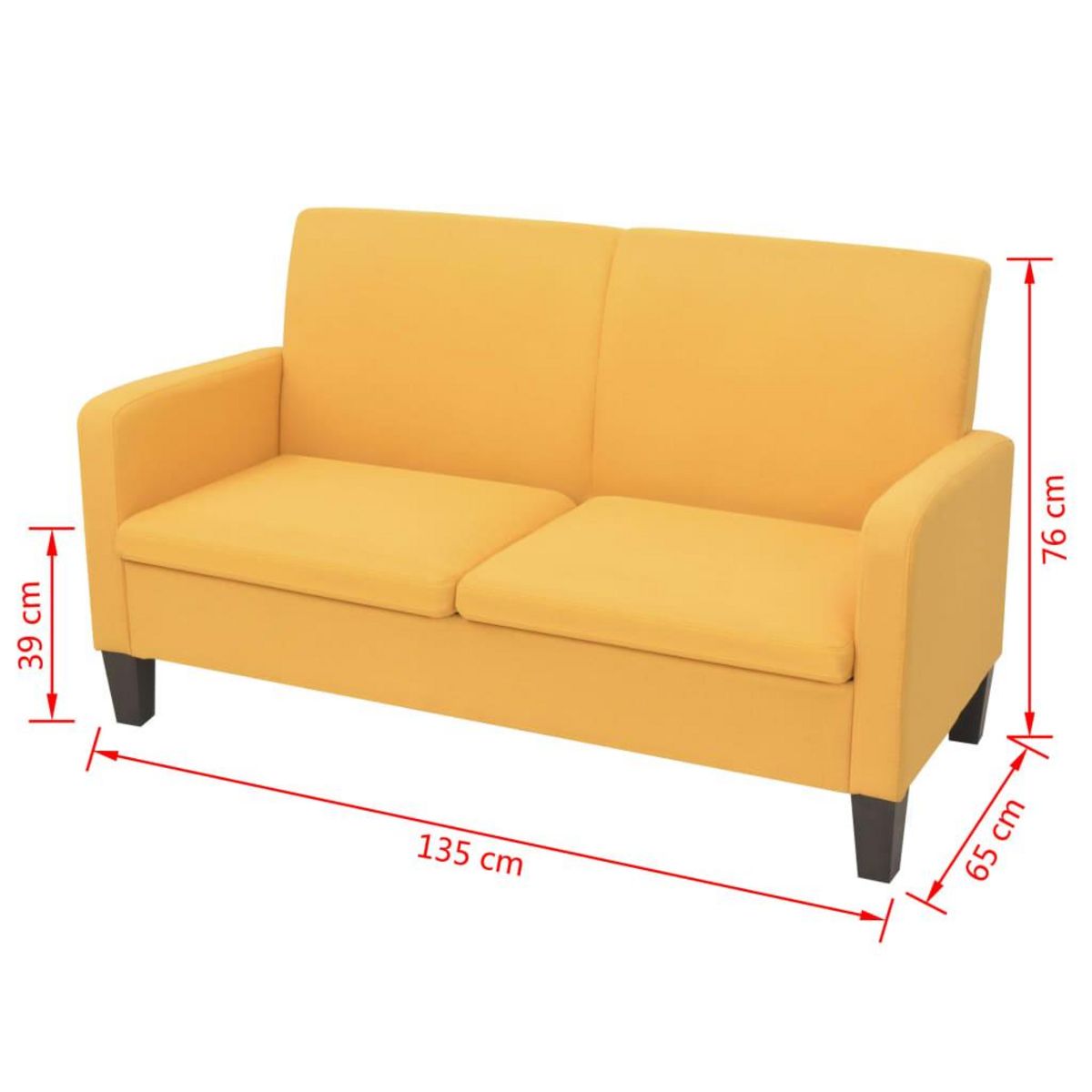 VIDAXL Canape a 2 places 244721 cm jaune