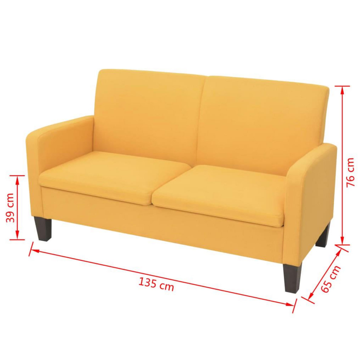 VIDAXL Canape a 2 places 244721 cm jaune