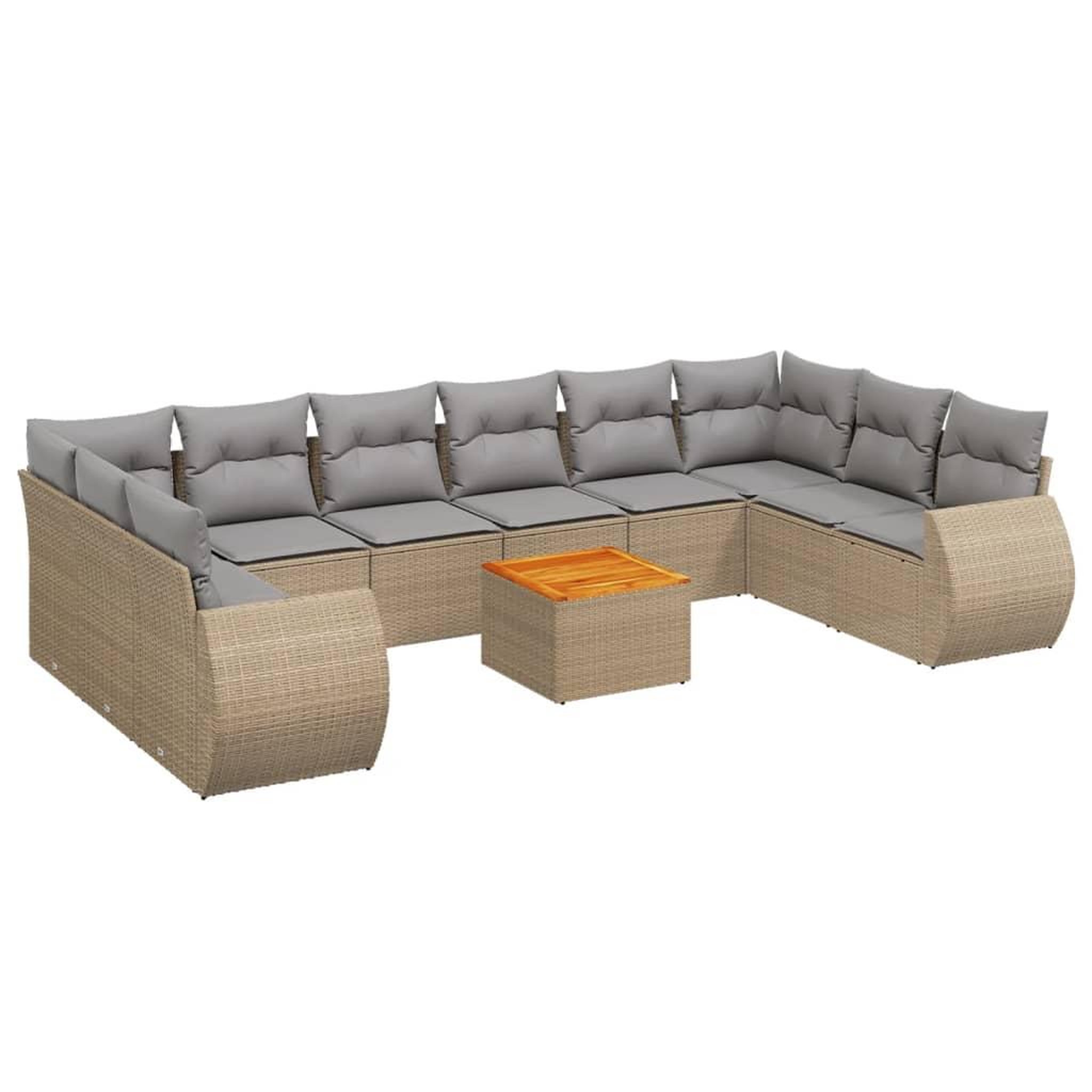 Voir la diapositive 2 : VIDAXL Salon de jardin 11 pcs avec coussins beige resine tressee