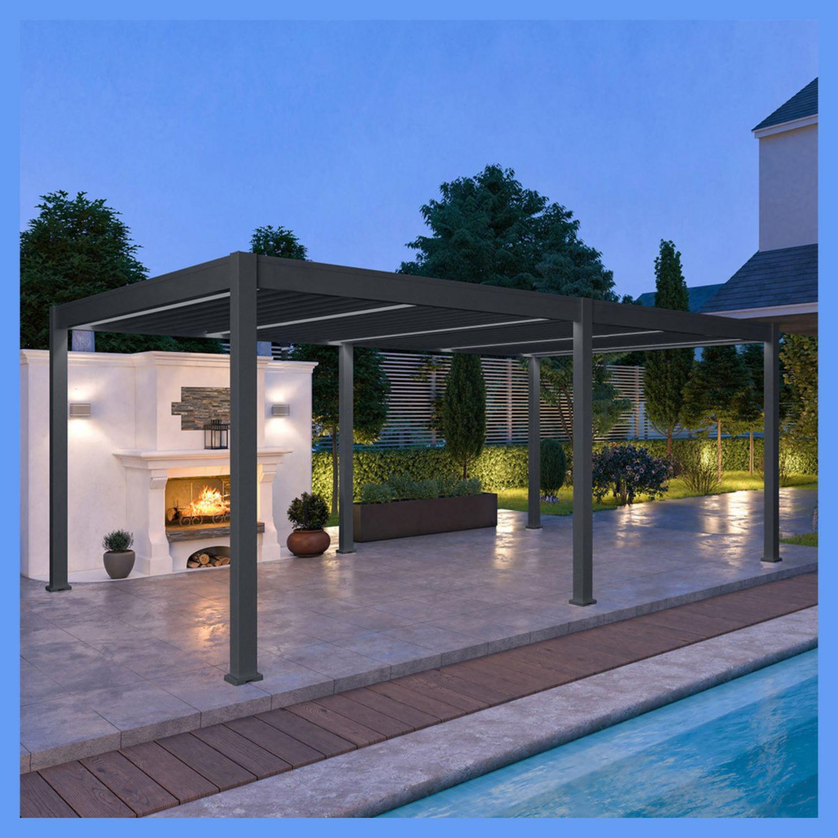 Pergola Bioclimatique autoportée Motorisée (6 pieds) 4x6 m - Aluminum -Anthracite VS OMBREA®