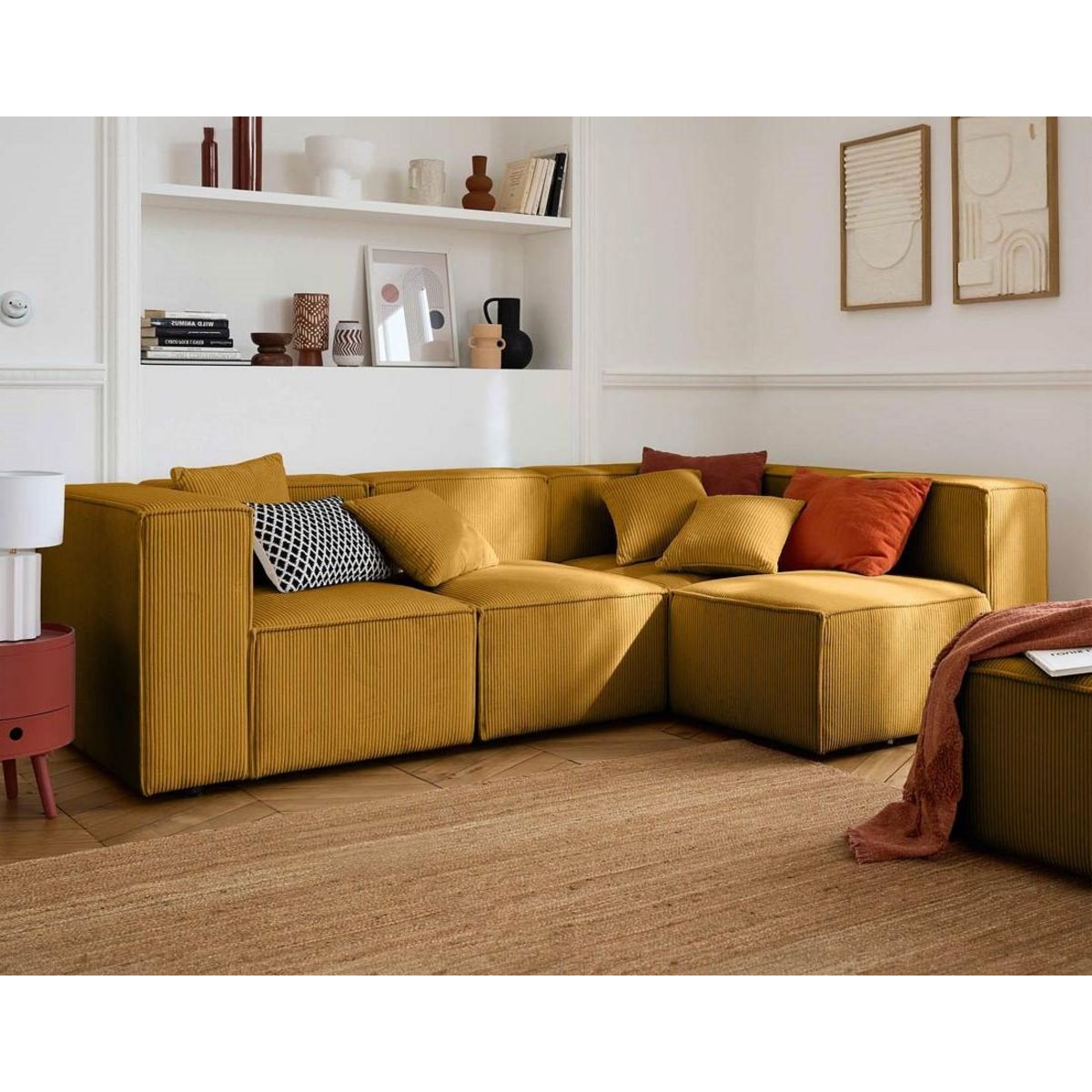 LISA DESIGN Arty - canapé modulable d'angle droit 4 places - en velours côtelé