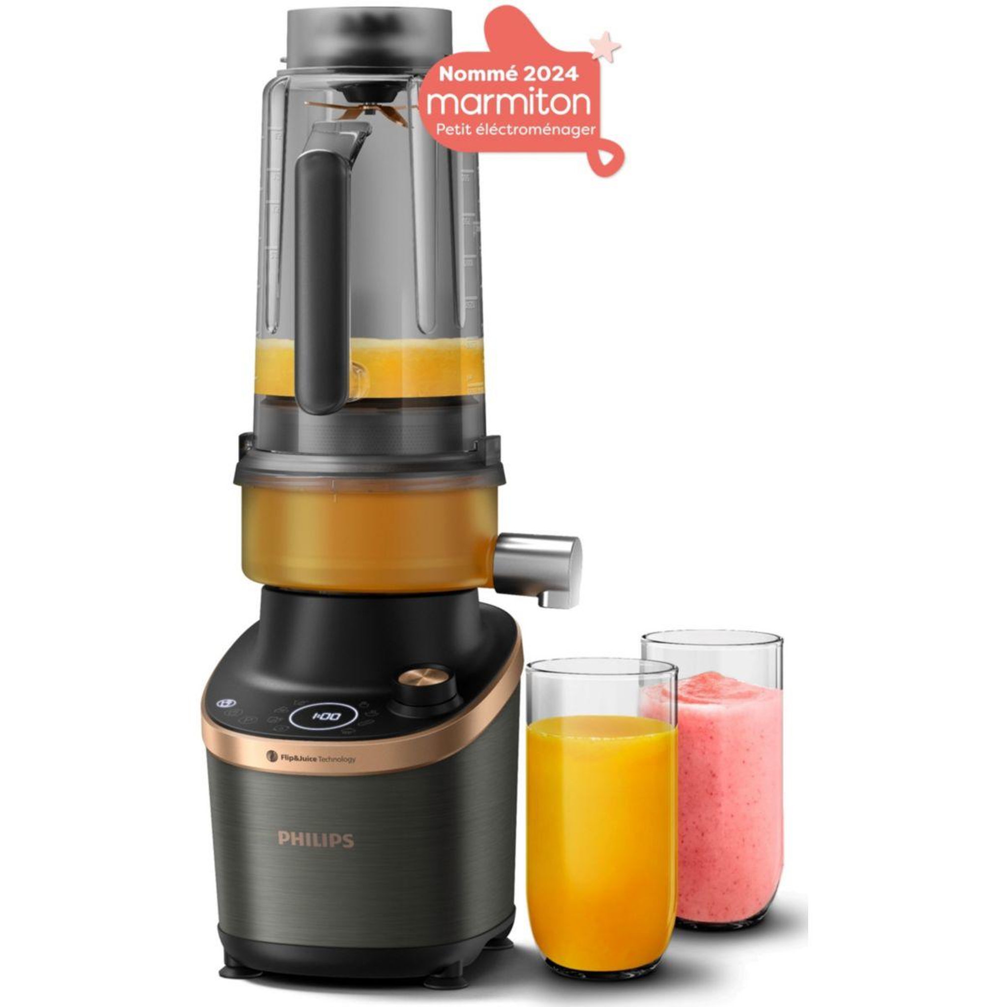 Philips Blender hr3770/00 flip&juice 2-1 avec extracteur de jus série 7000 2l, 1500w