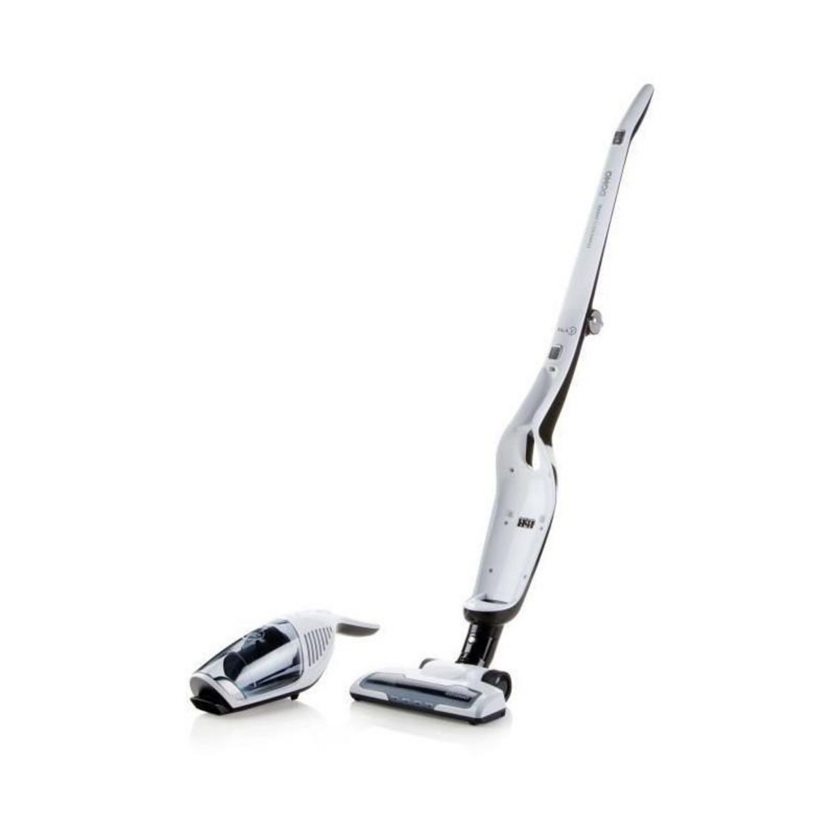 Domo DOMO Aspirateur balai DO216SV - 2 en 1 - Systeme cyclonique - Batterie Li-Ion 14,4 V - Autonomie 40 min - Blanc
