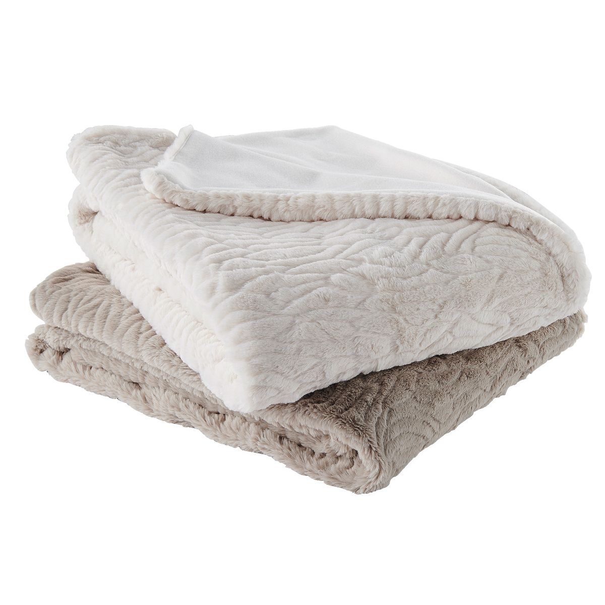 ACTUEL Couverture unie effet fausse fourrure en polyester