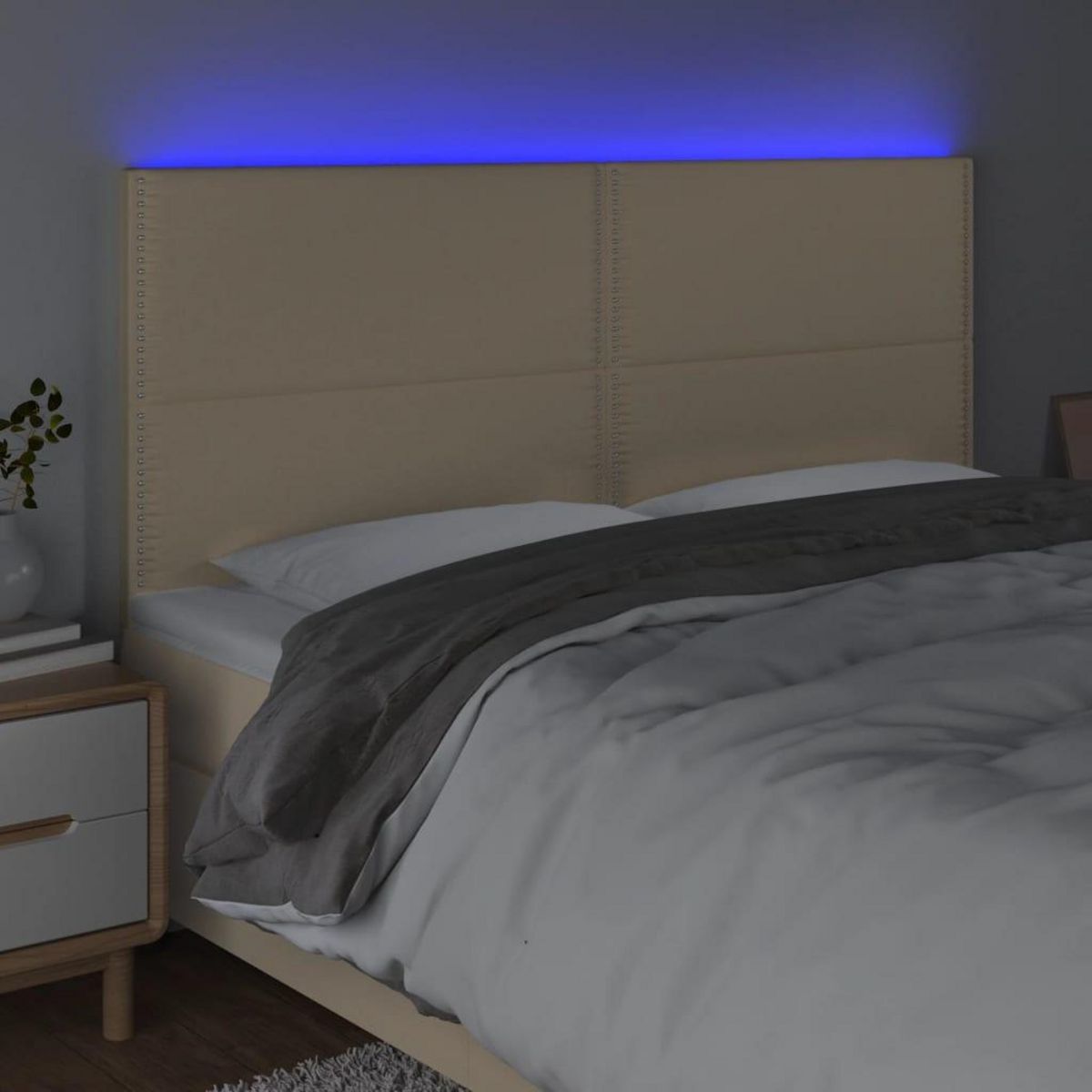 VIDAXL Tete de lit a LED Creme 200x5x118/128 cm Tissu
