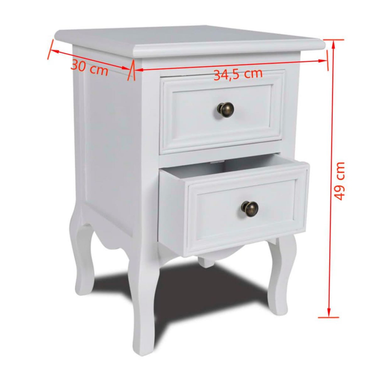 VIDAXL Table de chevet avec 2 tiroirs MDF Blanc