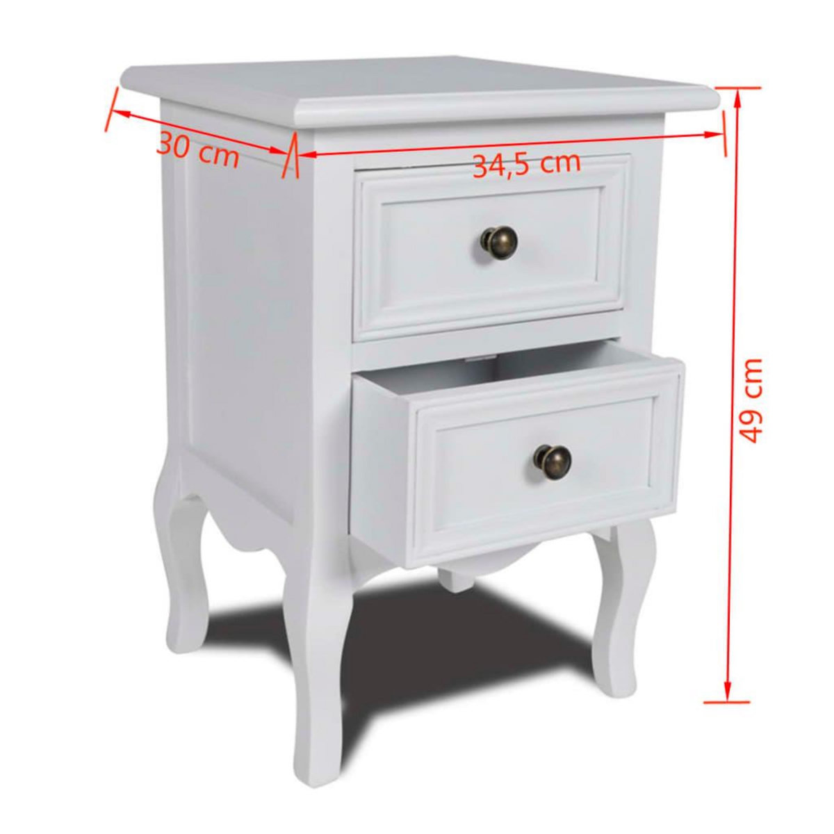 VIDAXL Table de chevet avec 2 tiroirs MDF Blanc