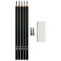 Voir la diapositive 3 : AUCHAN Lot 5 crayons graphites + gomme + taille crayon