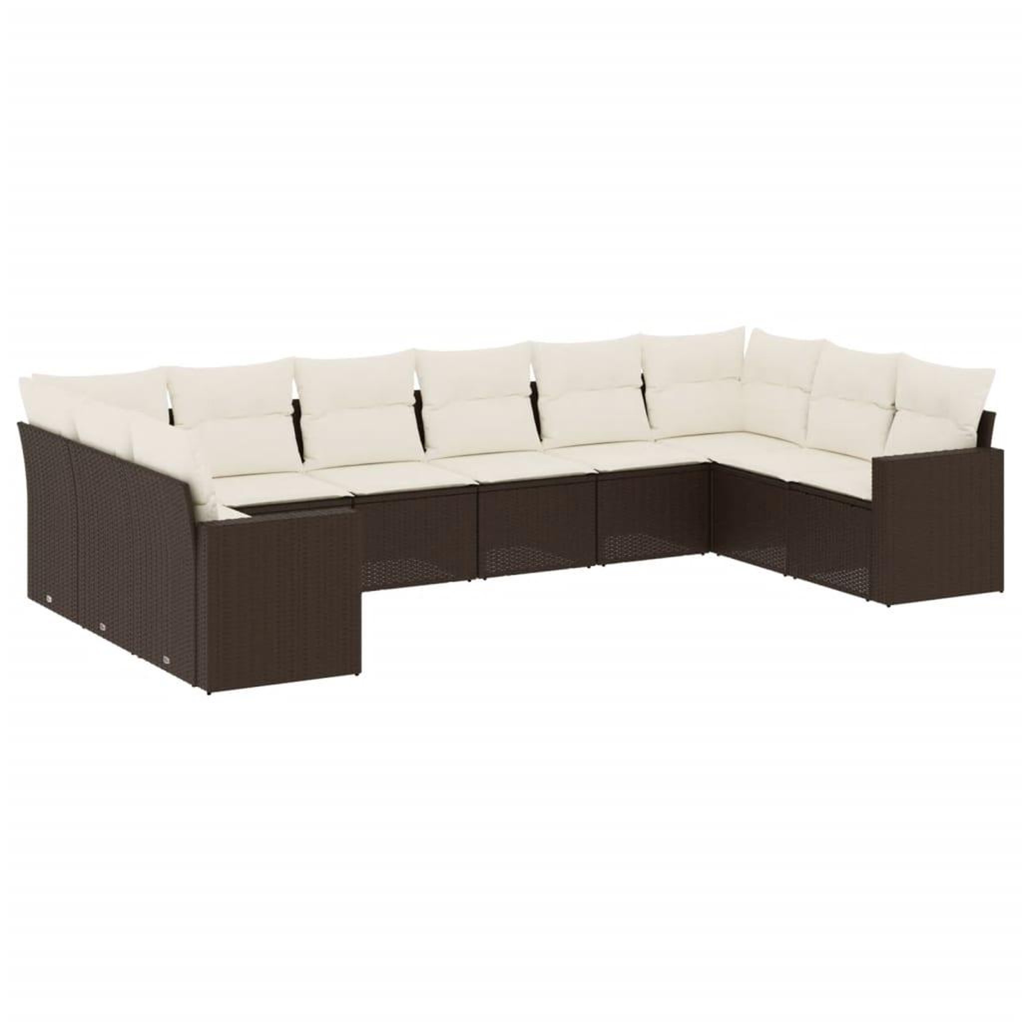 Voir la diapositive 2 : VIDAXL Salon de jardin 10 pcs avec coussins marron resine tressee