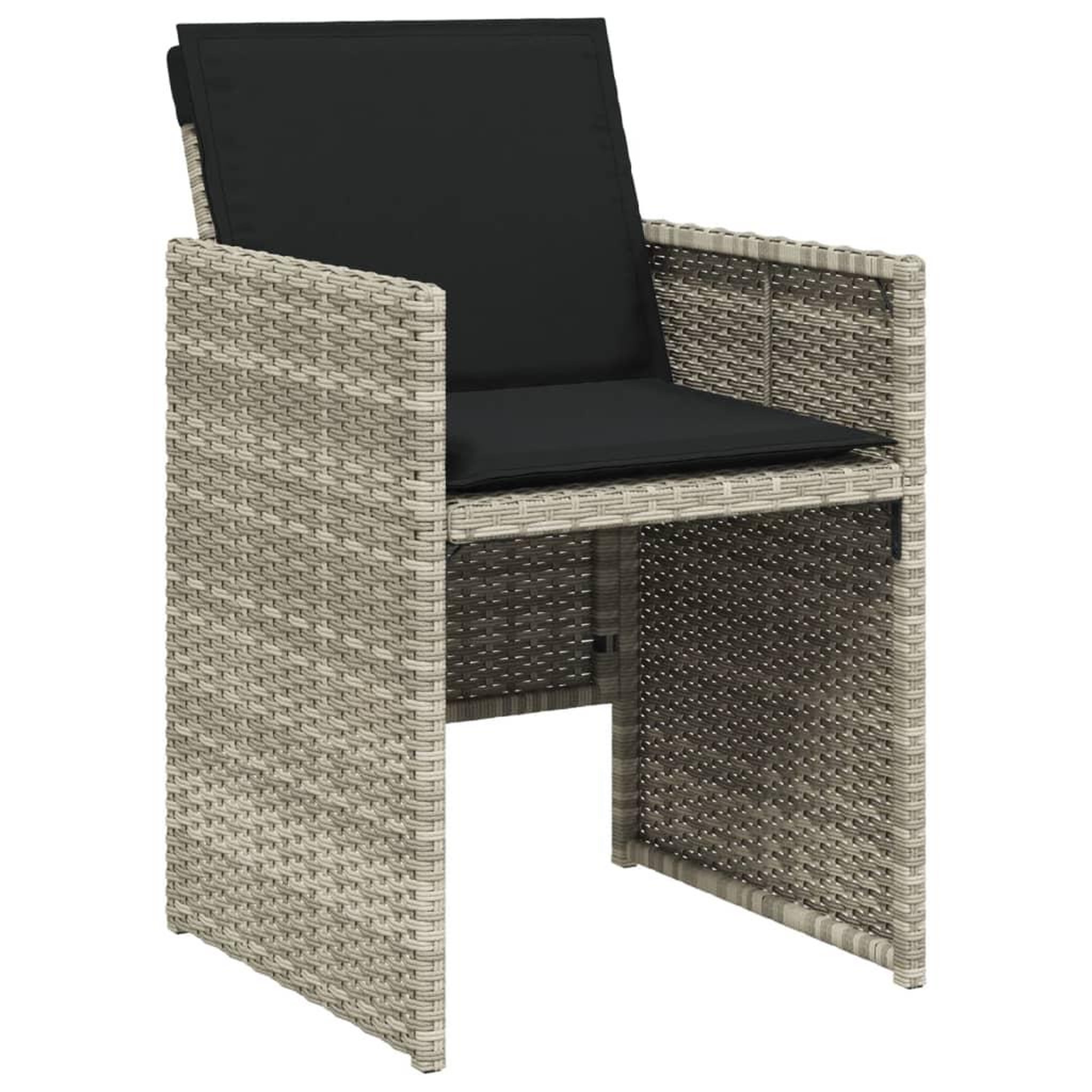 Voir la diapositive 5 : VIDAXL Ensemble a manger de jardin 11pcs avec coussins gris poly rotin