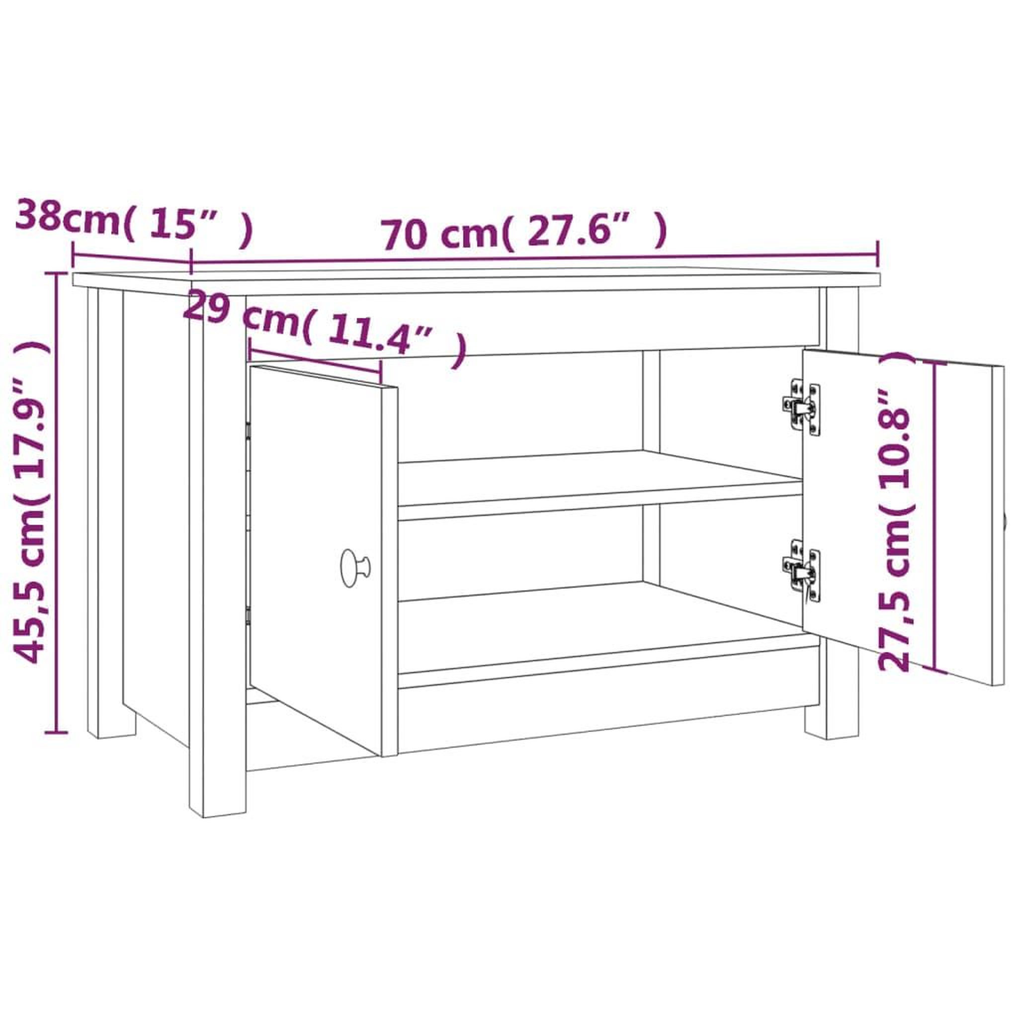 Voir la diapositive 6 : VIDAXL Armoire a chaussures 70x38x45,5 cm Bois de pin massif