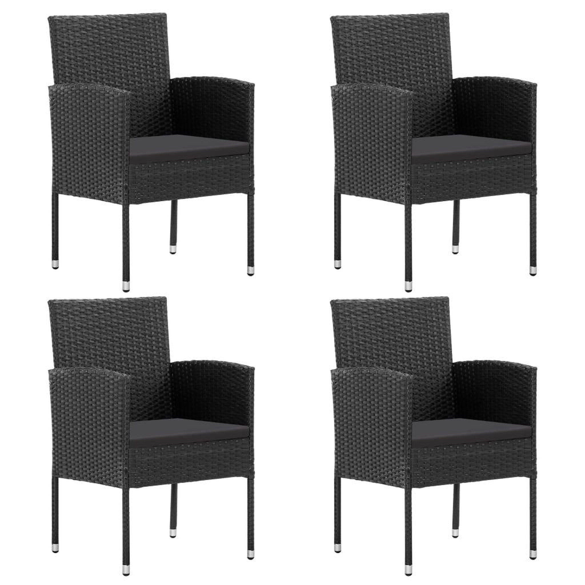 VIDAXL Chaises de jardin coussins noir lot de 4 noir resine tressee