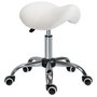 HOMCOM HOMCOM Tabouret de massage tabouret selle ergonomique pivotant 360° hauteur réglable revêtement synthétique blanc chromé