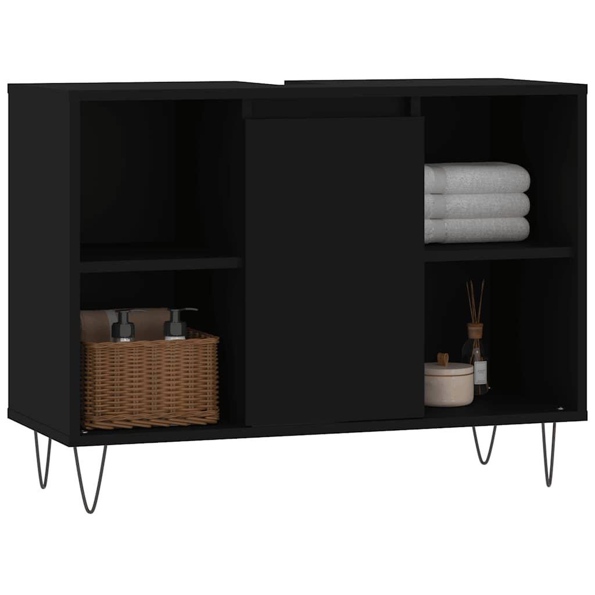 Voir la diapositive 3 : VIDAXL Armoire de salle de bain noir 80x33x60 cm bois d'ingenierie