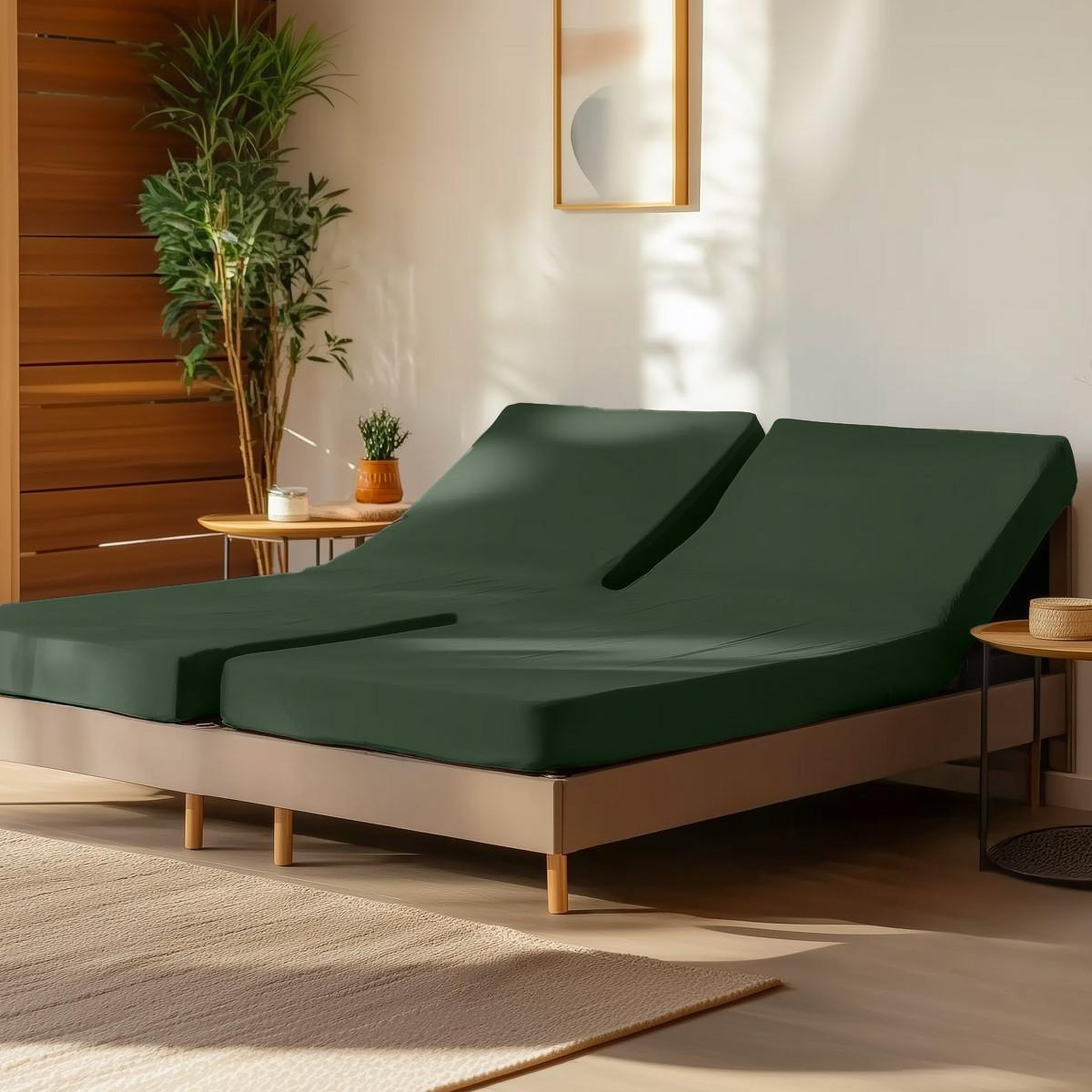 Voir la diapositive 1 : Sensei Maison Drap housse en percale de coton pour lit articulé SOFT PERCALE