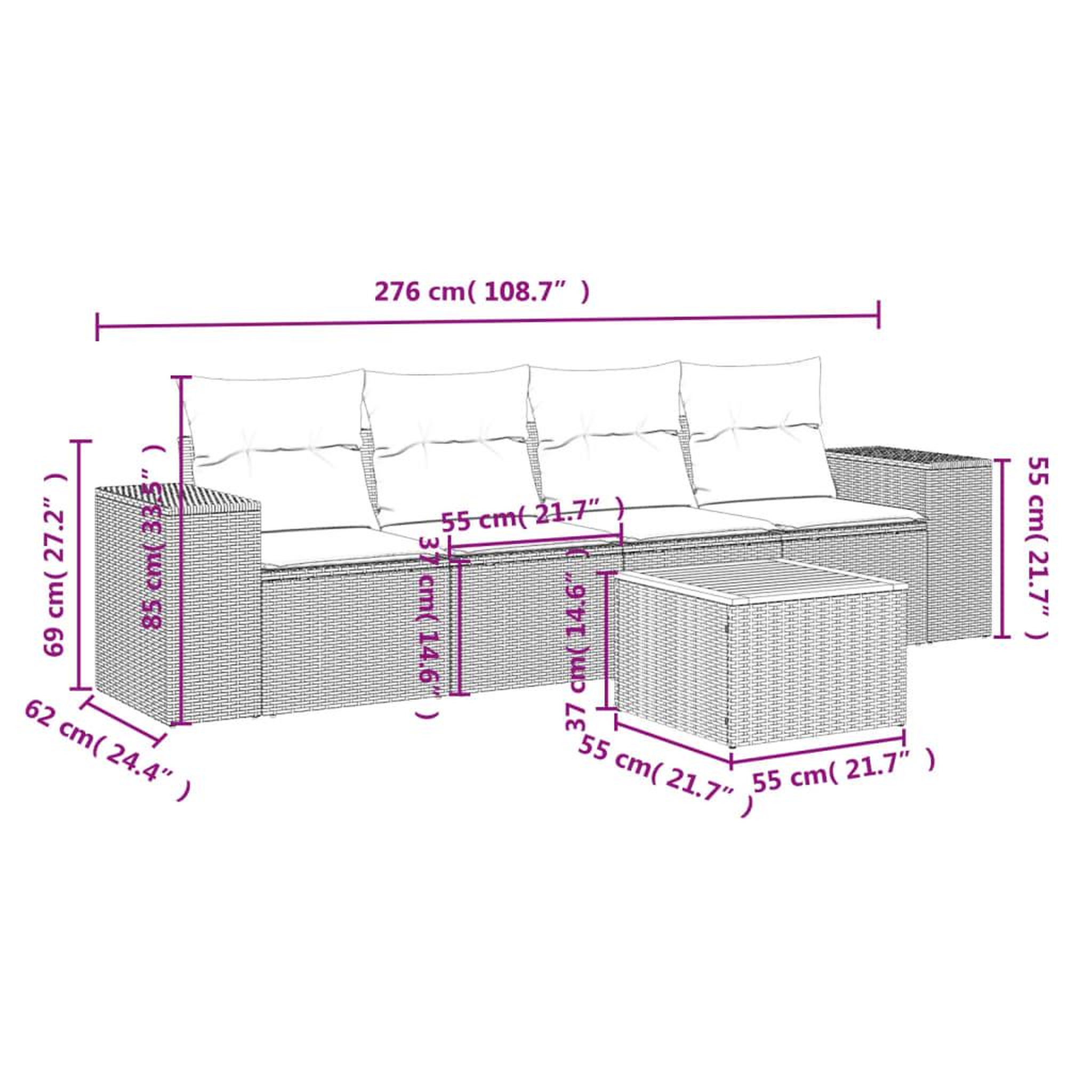 Voir la diapositive 3 : VIDAXL Salon de jardin avec coussins 5 pcs beige resine tressee