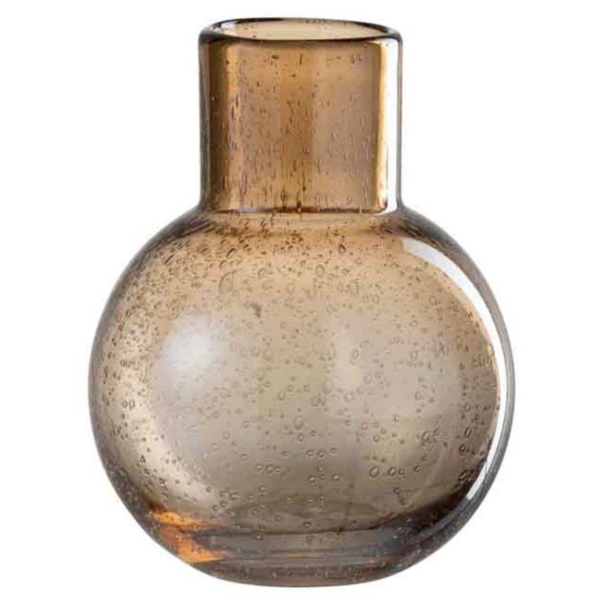 Voir la diapositive 1 : J-LINE Vase Boule Design en Verre  Goulot  19cm Marron