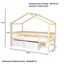 Lit cabane bois massif 90x190 cm avec 2 tiroirs sommier barrière et échelle ELIO
