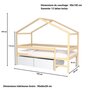Lit cabane bois massif 90x190 cm avec 2 tiroirs sommier barrière et échelle ELIO