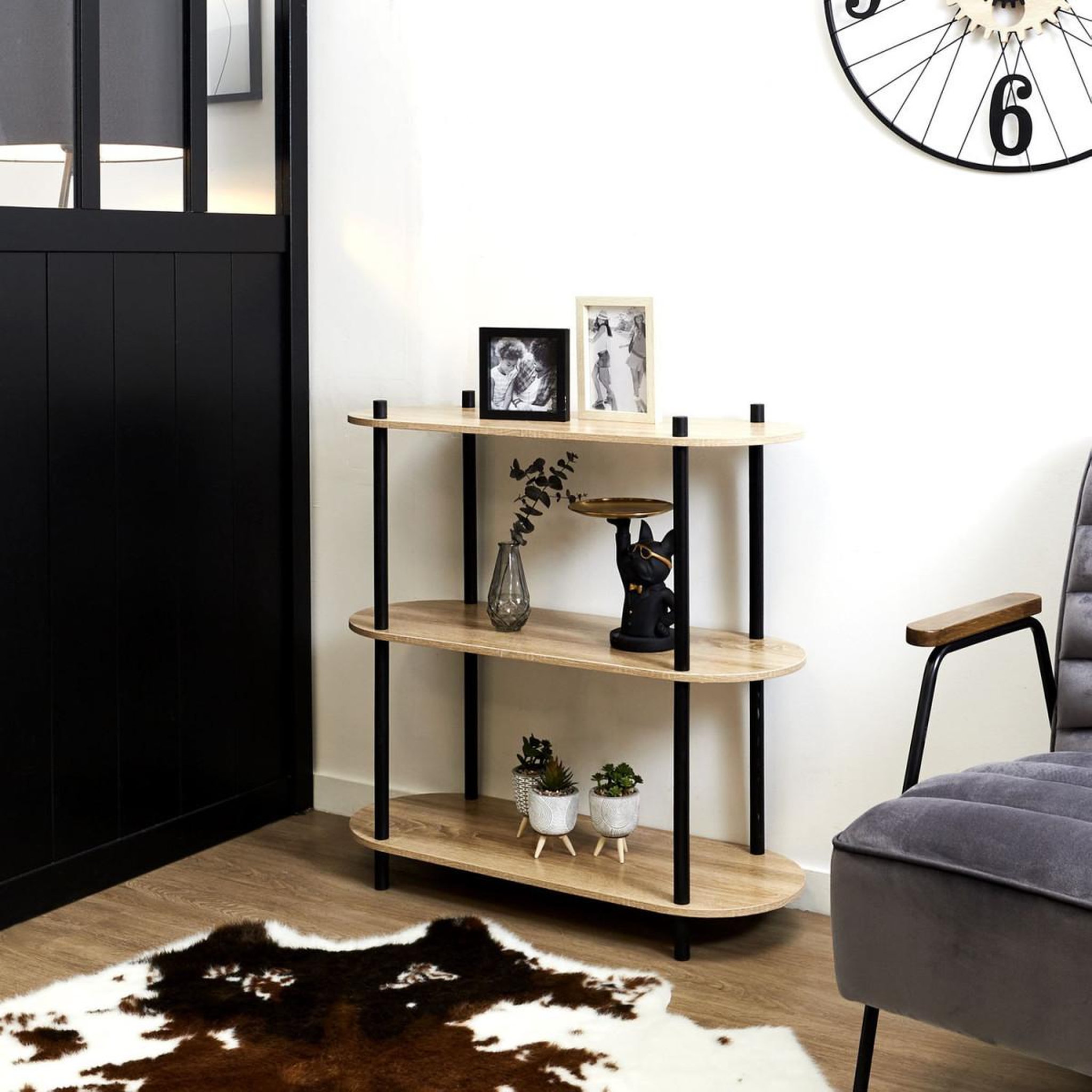 Voir la diapositive 5 : Paris Prix Étagère 3 niveaux  cobe  80cm marron