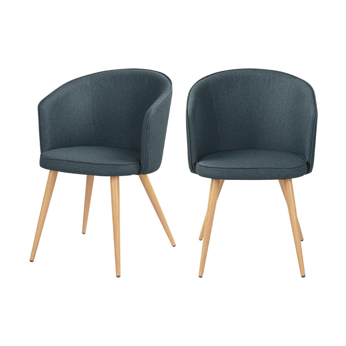 Rendez vous déco Lot de 2 chaises en tissu gris clair et pieds en métal - Chiara