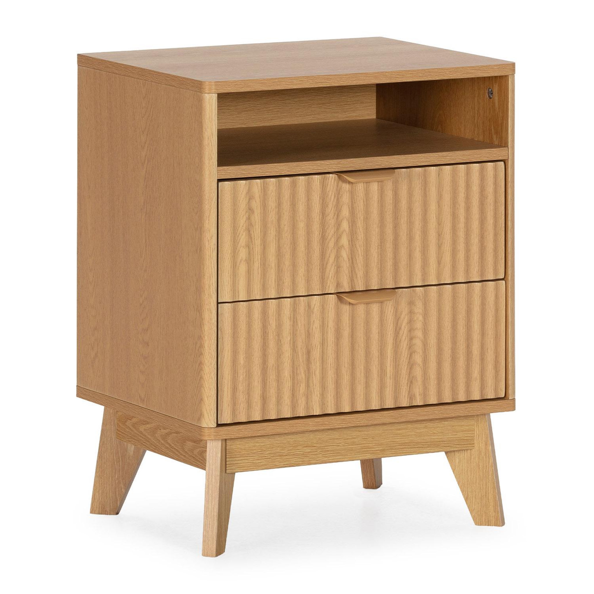 VS VENTA-STOCK Table chevet Oporto 2 tiroirs 1 étagère effet Chêne