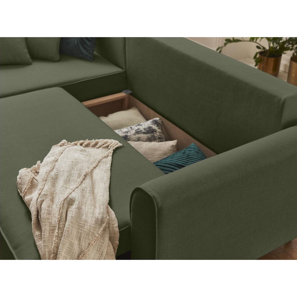 BEST MOBILIER Saphir - canapé d'angle réversible 4 places - convertible - avec coffre - en tissu