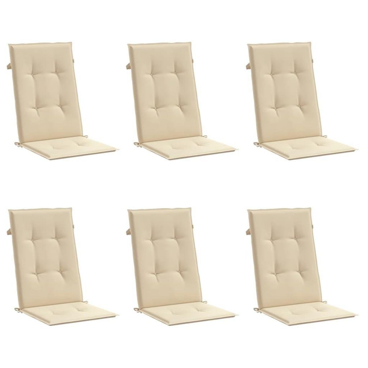 VIDAXL Coussins de chaise de jardin dossier haut lot de 6 beige tissu