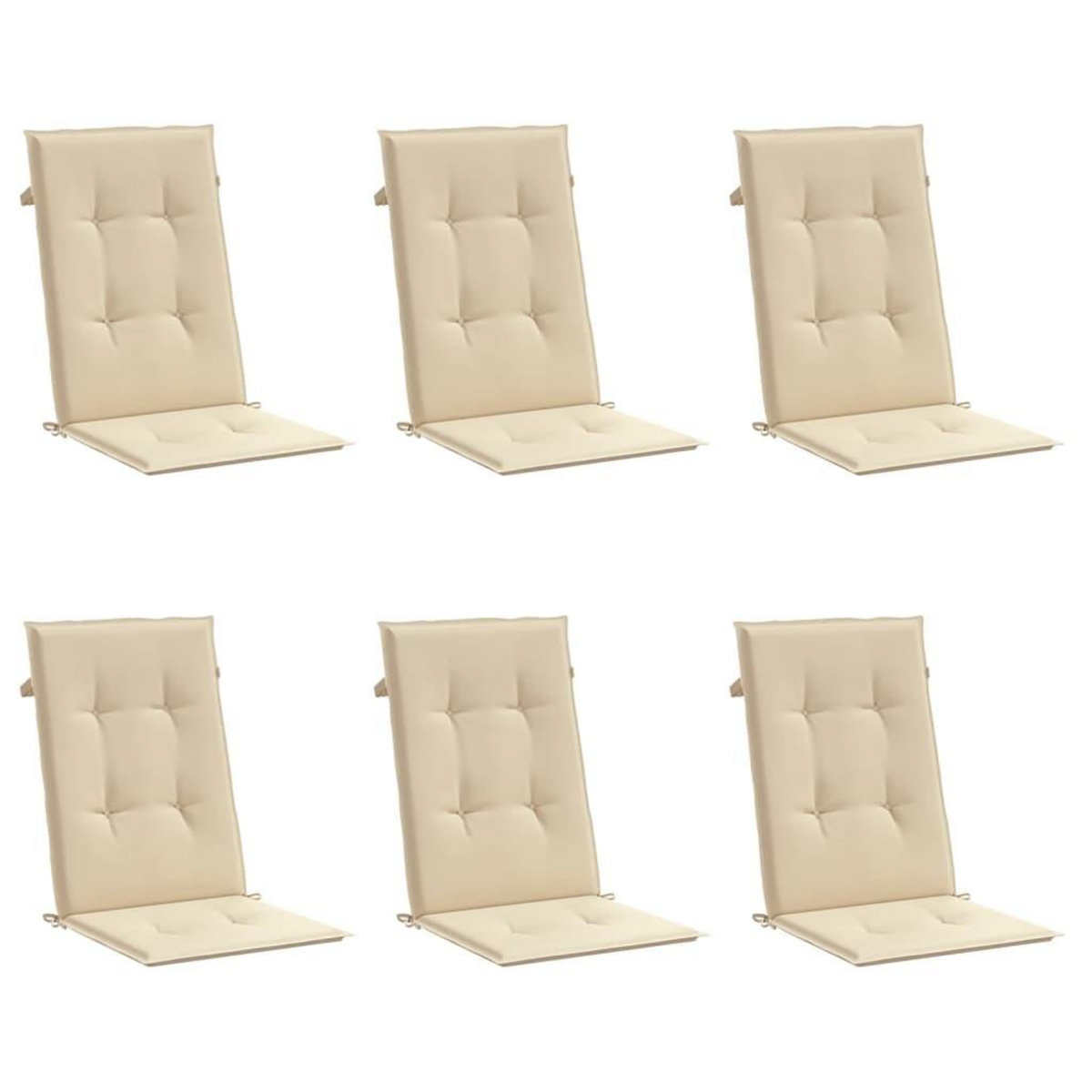 VIDAXL Coussins de chaise de jardin dossier haut lot de 6 beige tissu