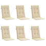 Voir la diapositive 3 : VIDAXL Coussins de chaise de jardin dossier haut lot de 6 beige tissu