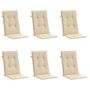 Voir la diapositive 3 : VIDAXL Coussins de chaise de jardin dossier haut lot de 6 beige tissu