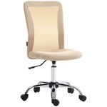 VINSETTO Vinsetto Chaise de bureau ergonomique hauteur réglable piètement chromé pivotant 360° revêtement maille beige