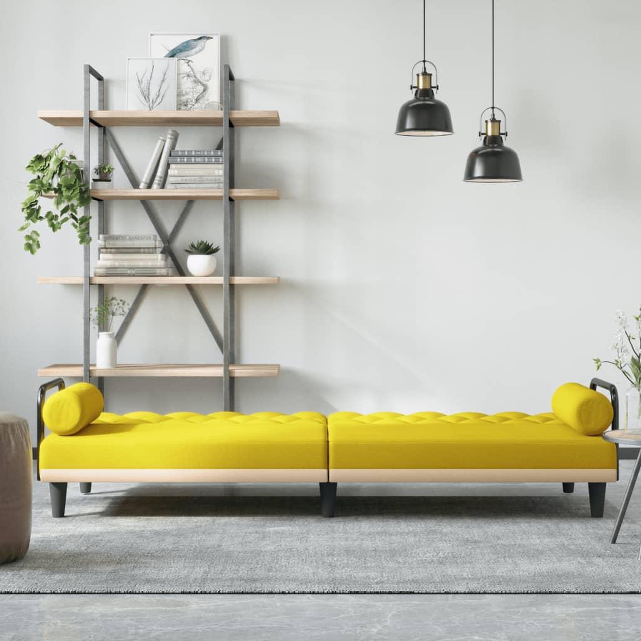 Voir la diapositive 3 : VIDAXL Canape-lit avec accoudoirs jaune clair tissu