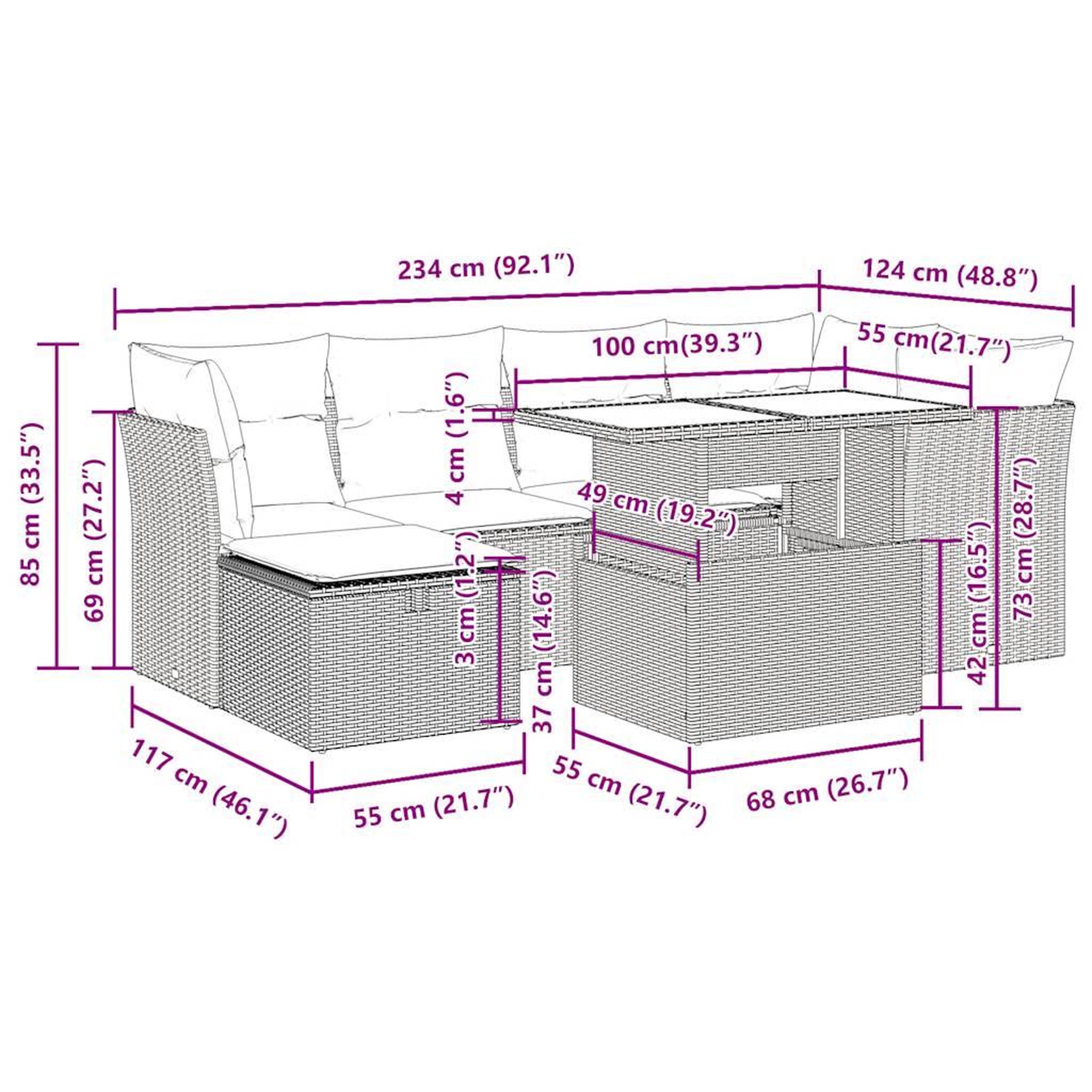 Voir la diapositive 6 : VIDAXL Salon de jardin avec coussins 7 pcs beige resine tressee