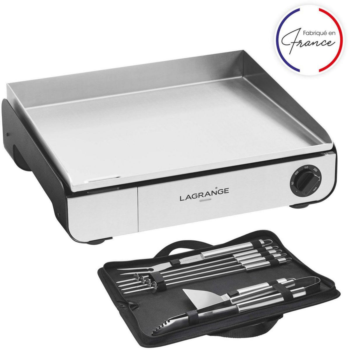 LAGRANGE Plancha électrique Pro 50M noir à poser, 50x40 cm + kit d'accessoires