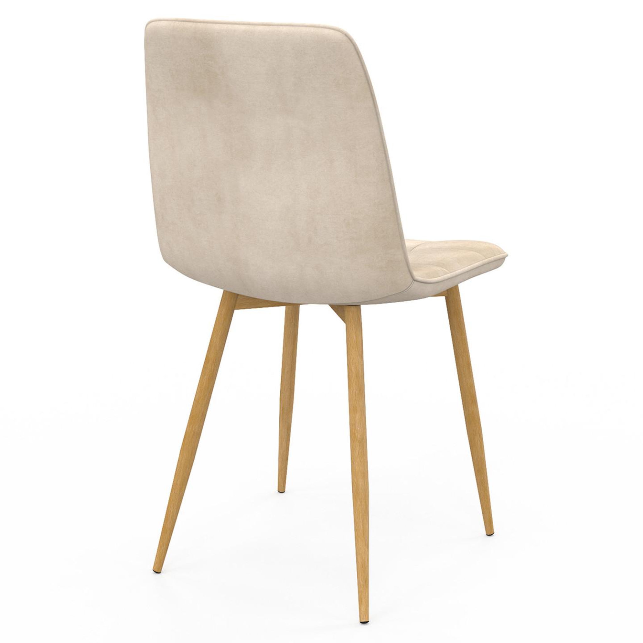 Voir la diapositive 4 : ID MARKET Lot de 6 chaises mila en velours beige et pieds effet bois pour salle à manger