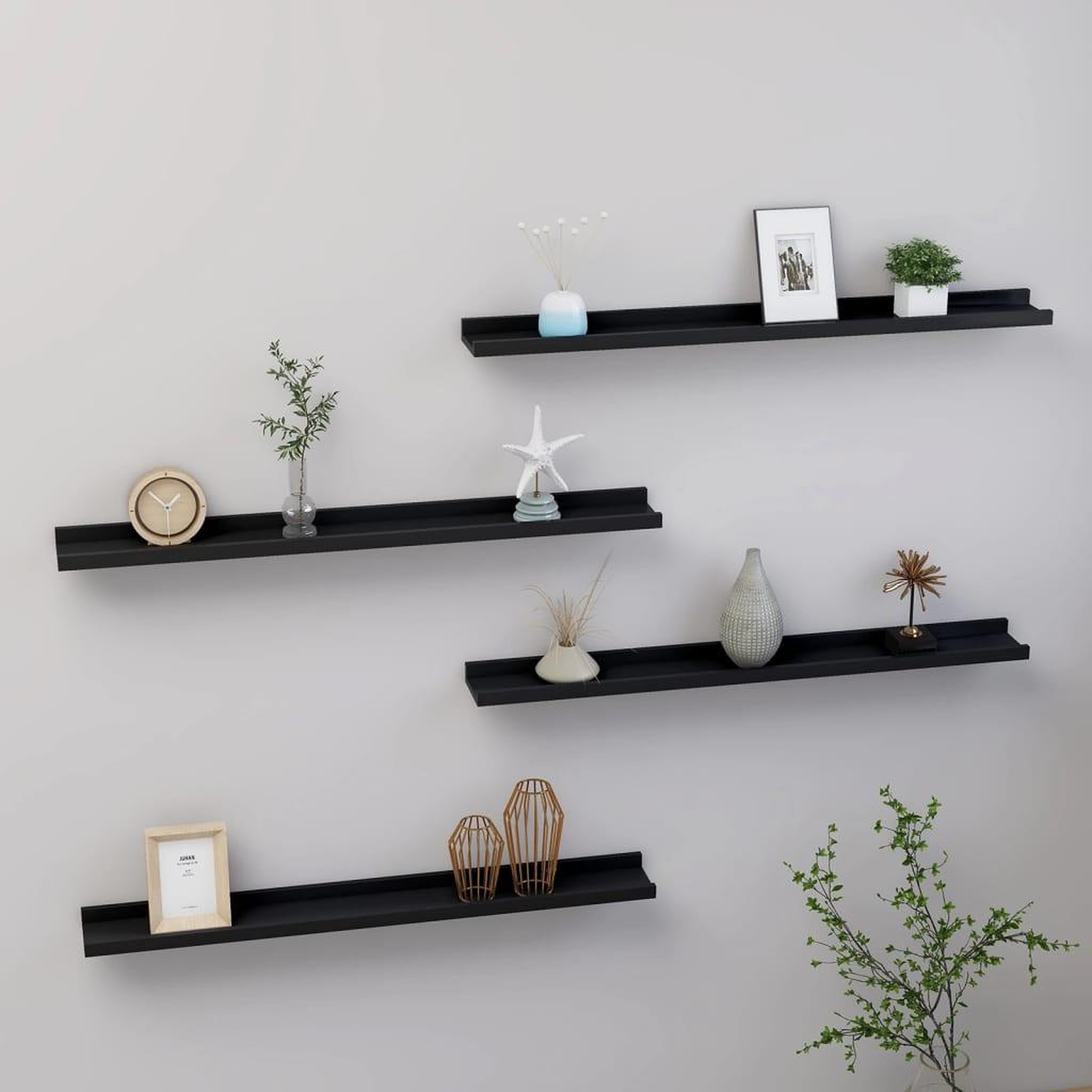 Voir la diapositive 1 : VIDAXL Etageres murales 4 pcs Noir 80x9x3 cm