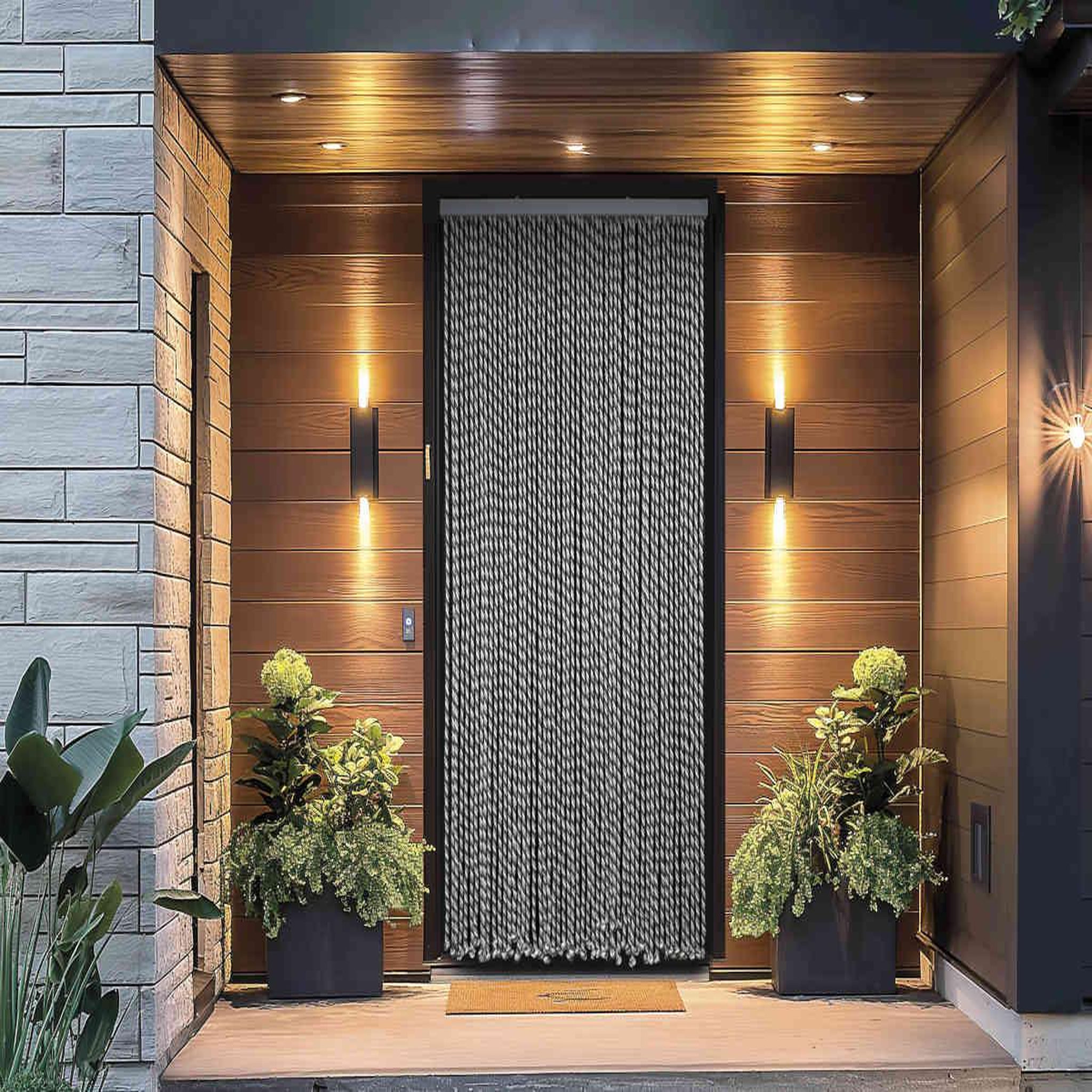 Voir la diapositive 2 : Morel Rideau de porte en corde tressée coton et polyester recyclé - morel